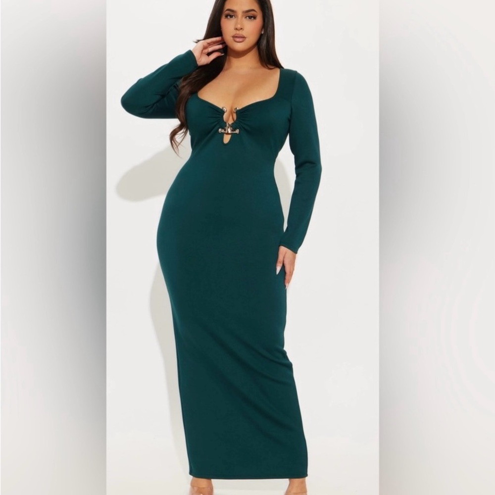 Elegant Green Long Sleeve Maxi Dress “Rubina Dress”